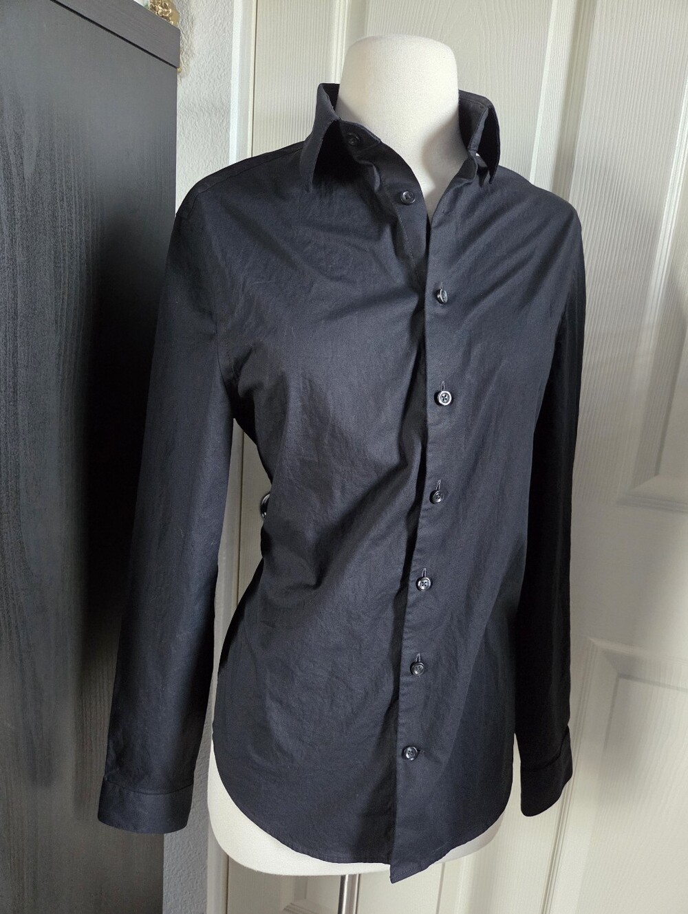 Express Black Button Down Blouse Extra Slim Fit Women's XS Business Casual